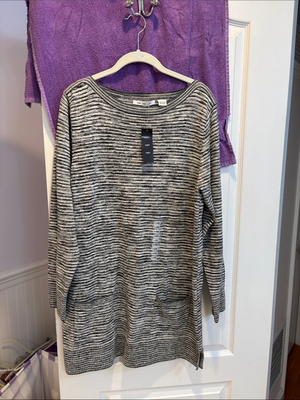 NWT eight eight eight Black and White Striped Knit Tunic